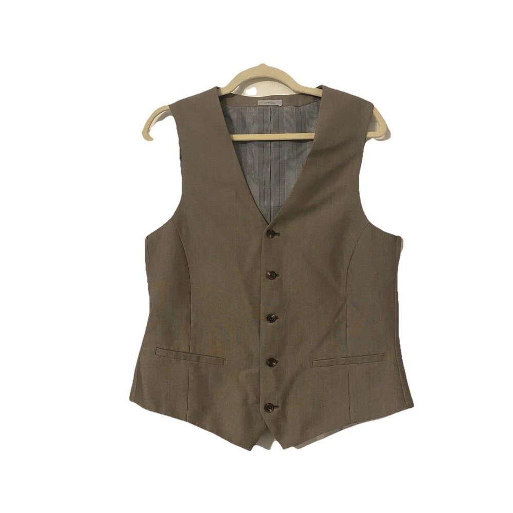 J Ferrar Slim Fit Men's Size Medium Tan 5 Button Dress Suit Vest Waistcoat